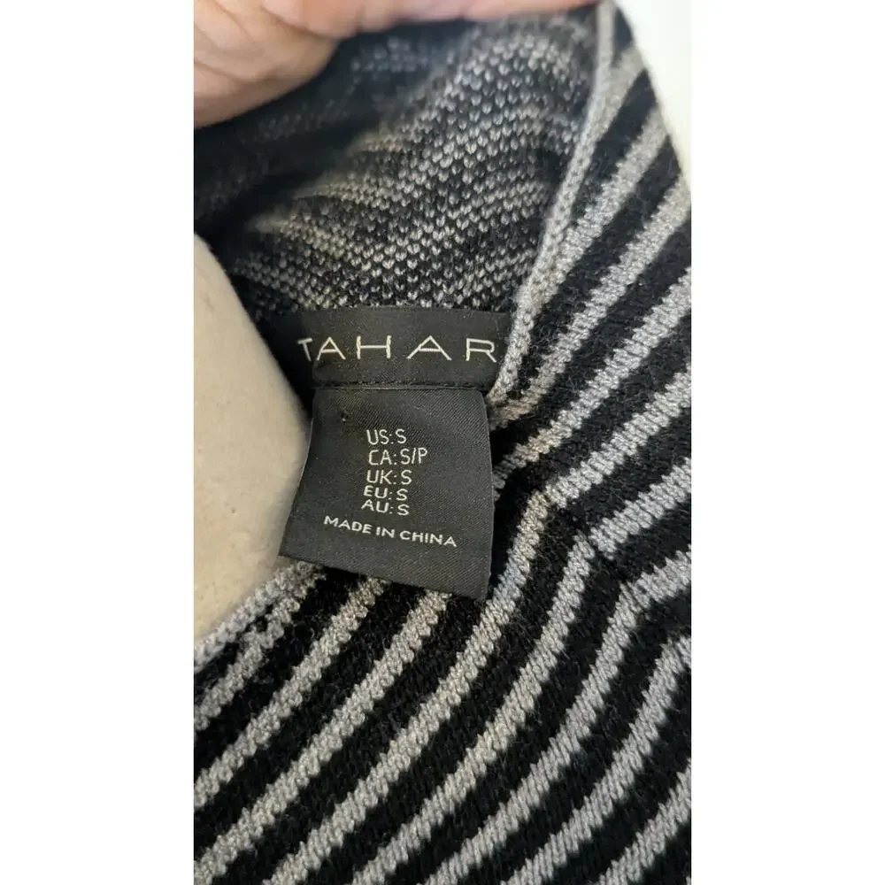 NWT Monochrome Minimalist Tight-Knit Geometric Mock Neck Sweater Relaxed S